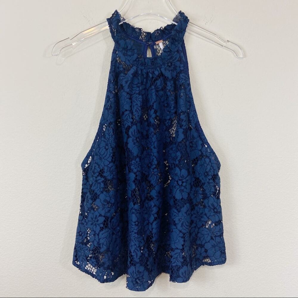 Free People | Sweet Meadow Dreams Navy Lace Top
